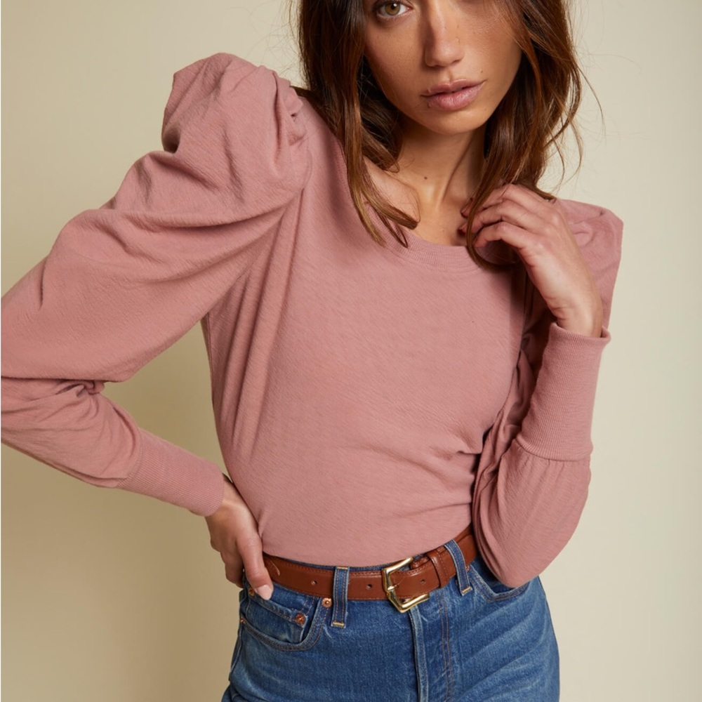 Elegant Mauve Puff Sleeve Bodysuit